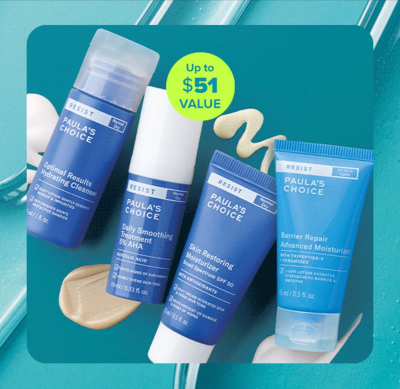 Resist set - Paula’s Choice / Set 4 pzas limpiador, crema, spf y exfoliante