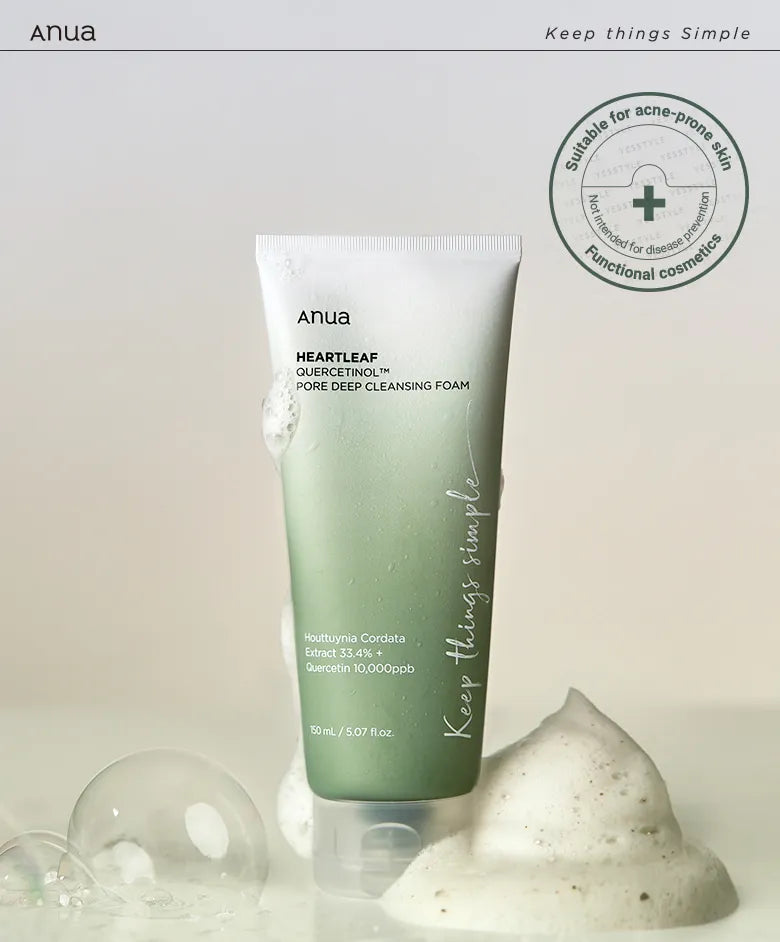 Heartleaf Quercetinol Pore Deep Cleansing Foam - Anua / Limpiador exfoliante para control de poros y ácne