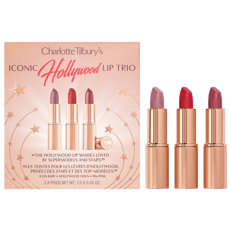 *PREORDEN:Mini Iconic Hollywood Lipstick Trio Set - Charlotte Tilbury / Set 3 pzas labiales mini Ed. limitada