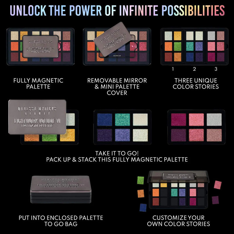 *PREORDEN: LIGHTWORK VI The Freedom Palette: Magnetic, Customizable, Stackable Palette with Illuminating Pigments for Eyes, Face & Lips - Danessa Myricks Beauty / Paleta multiuso para rostro completo