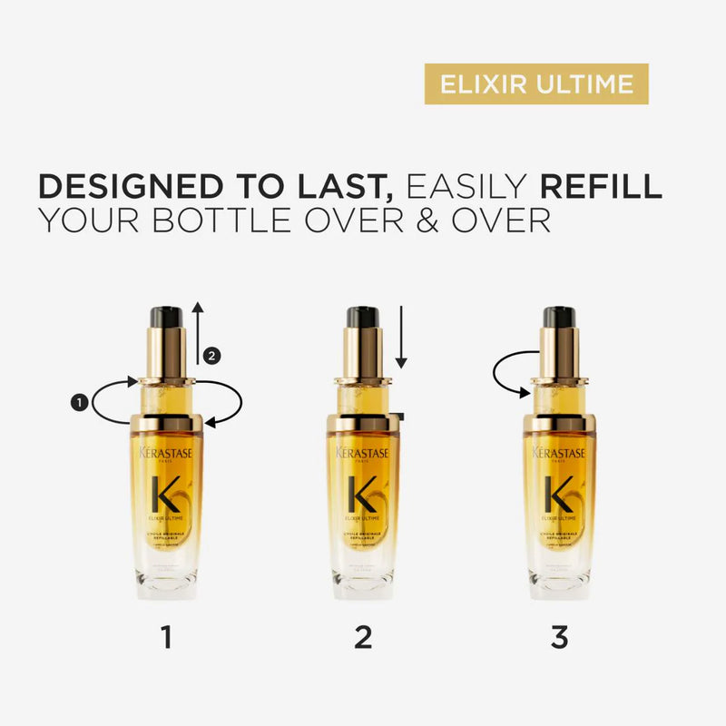 *PREORDEN: Elixir Ultime Refillable Hydrating Hair Oil - Kérastase /  Aceite nutritivo para fuerza, hidratación y brillo del cabello