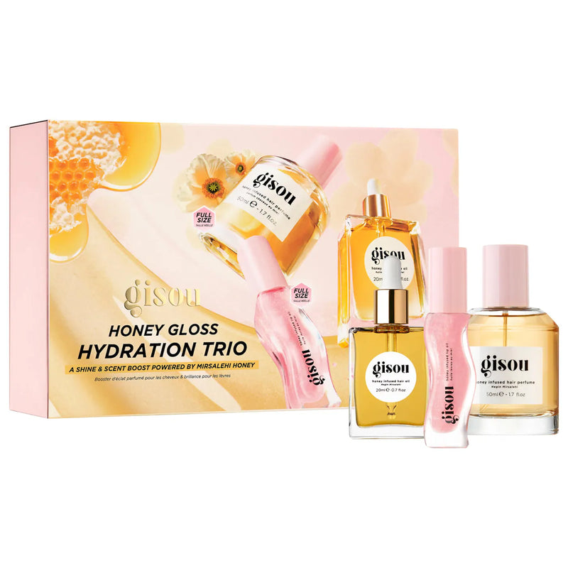 *PREORDEN: Honey Gloss Hydration Trio Set - Gisou / Set de cuidado del cabello y labios