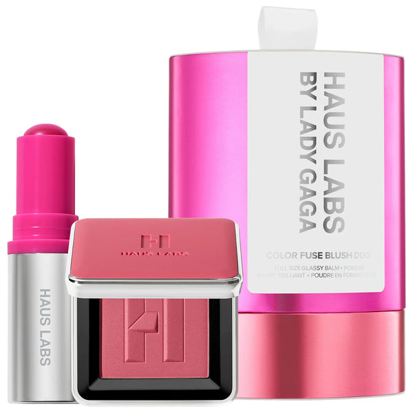 *PREORDEN: Color Fuse Glassy Blush Balm Stick + Powder Blush Set - Haus Labs / Set 2 pzas rubor