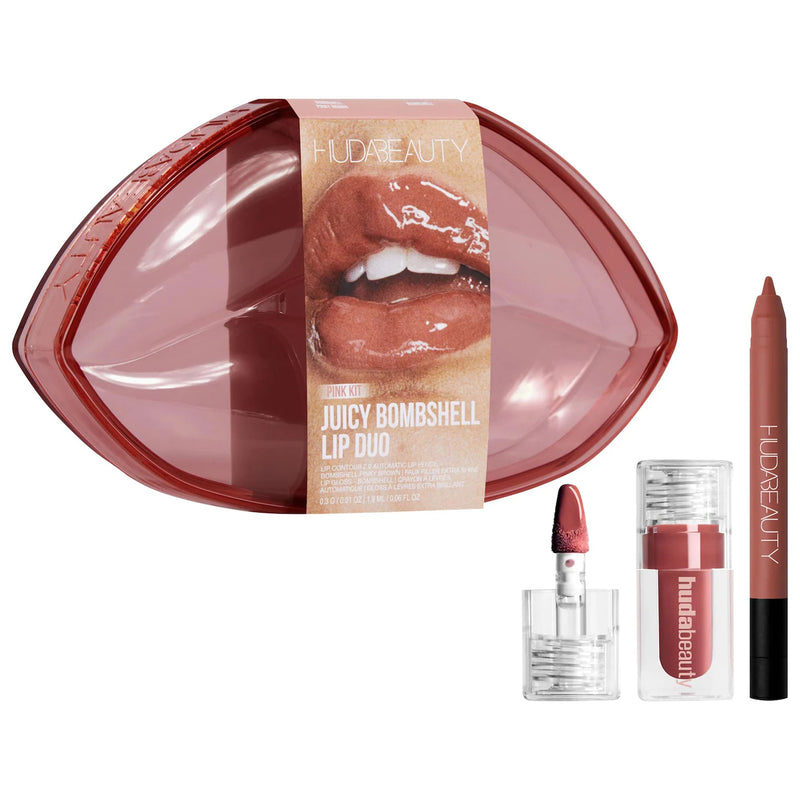 *PREORDEN: Juicy Bombshell Lip Gloss + Liner Set - HUDA BEAUTY / Set 2 pzas labios delineador y gloss