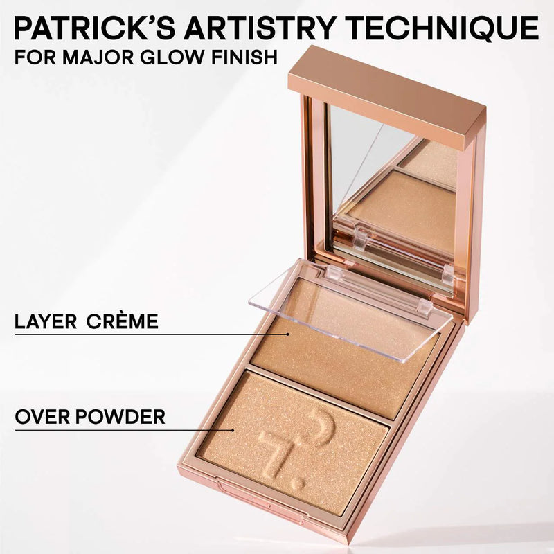 Major Glow Crème & Powder Light Reflecting Translucent Highlighter Duo - Patrick Ta / Iluminador en crema y polvo