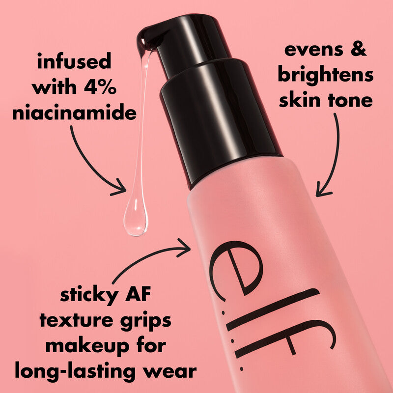 Power Grip Primer + 4% Niacinamide - Elf / Prebase para acabado duradero luminoso, ayuda a igualar tono de la piel