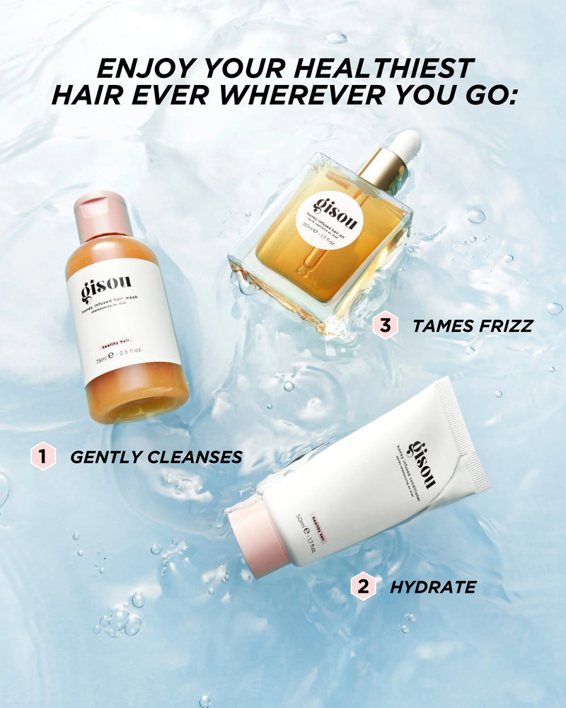 *PREORDEN: Nourishing Honey Glow Essentials Set - Gisou / Set para cabello: shampoo, acondicionador y aceite