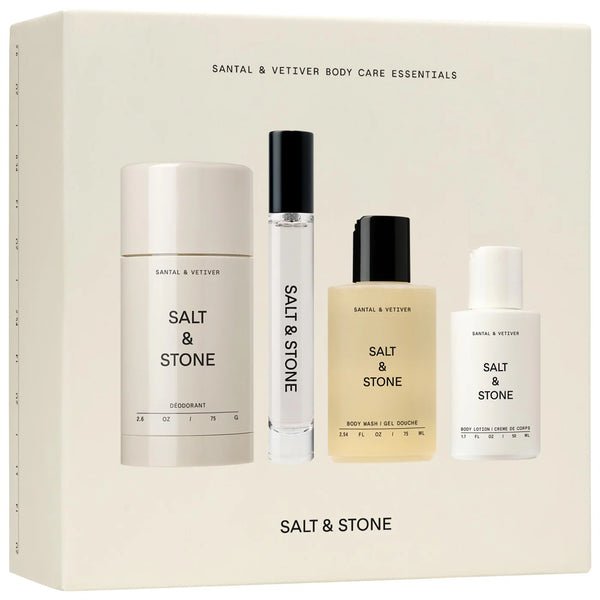 *PREORDEN: Santal & Vetiver Body Care Essentials - Salt & Stone / Set 4 pzas cuidado corporal