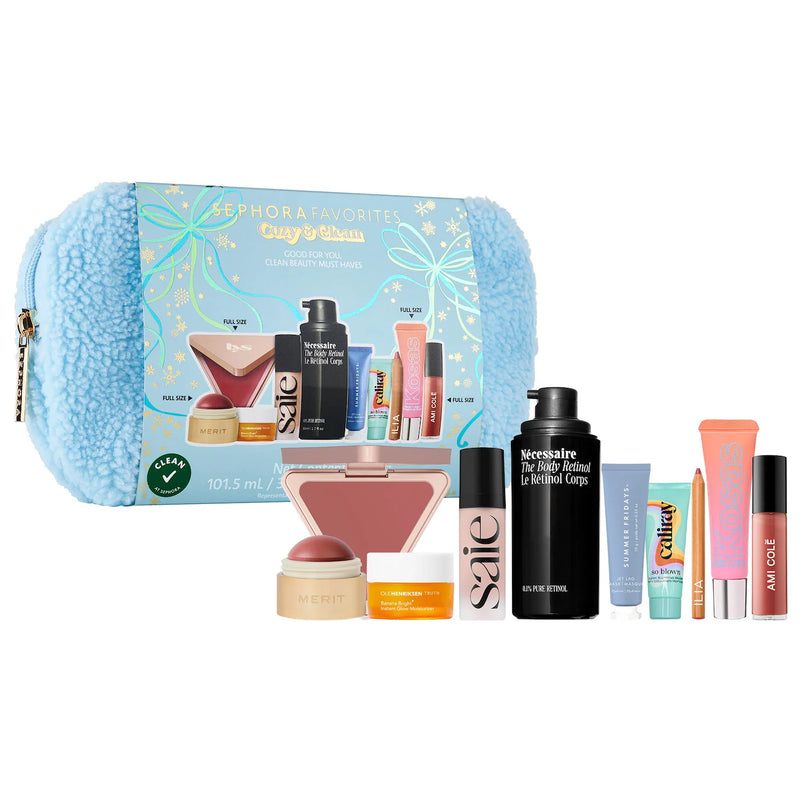 Cozy and Clean Makeup and Skincare Set - Sephora Favorites / Set 10 pzas esenciales de belleza Edición Limitada