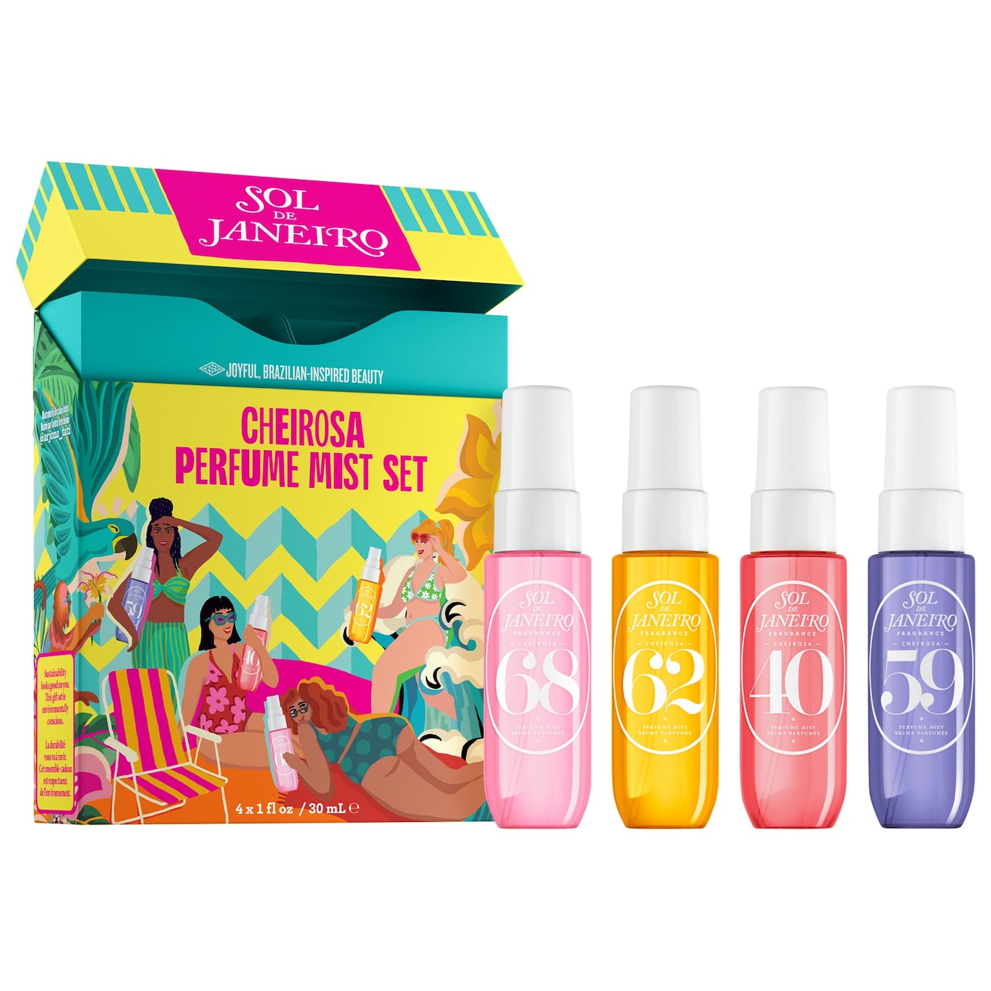 Cheirosa Perfume Travel Set- Sol de Janeiro / Set 4 pzas de fragancias ...