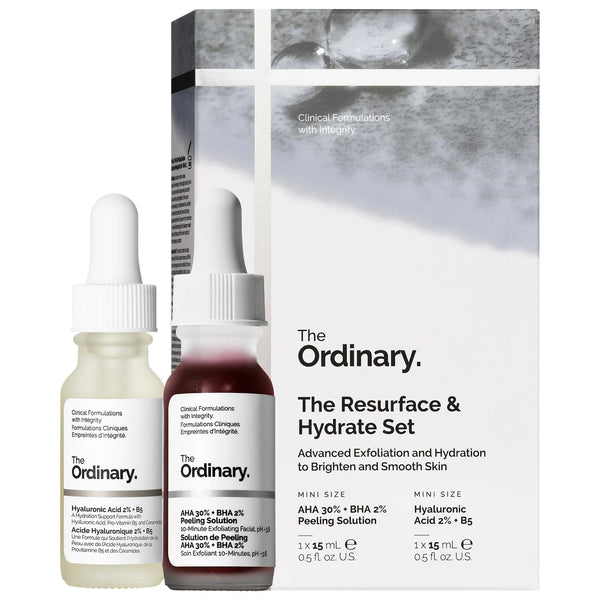 The Resurface & Hydrate Set with Hyaluronic Acid + AHA - The Ordinary / Set de exfoliante e hidratante