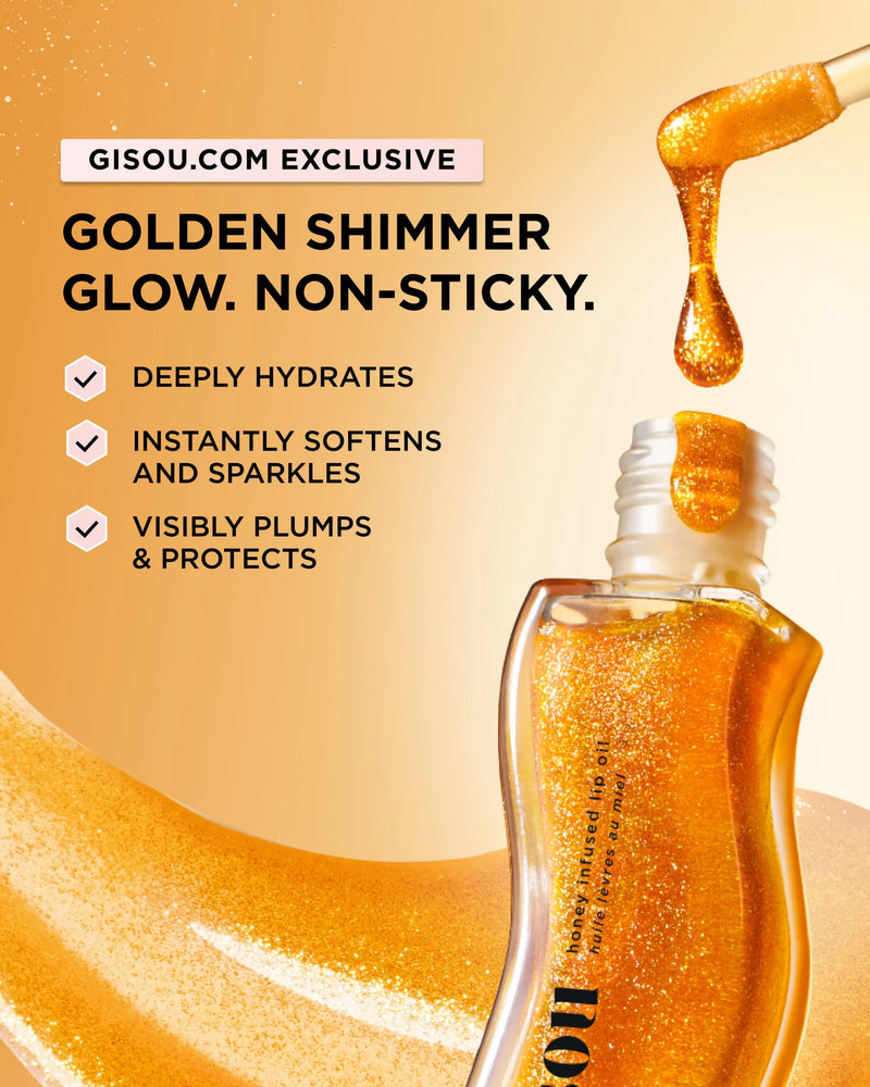 Lip Oil Golden Shimmer Glow - Gisou / Tratamiento nutritivo de labios con brillo